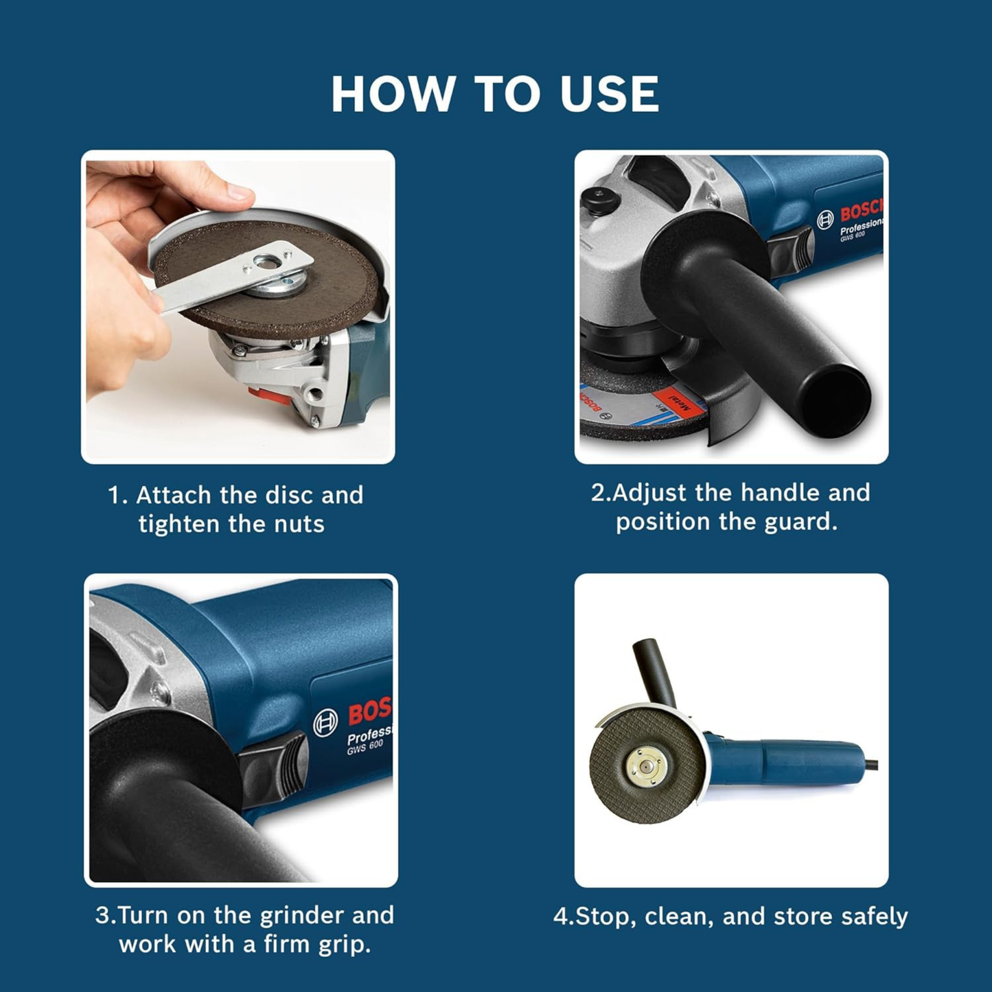 Bosch GWS 600 Professional 670W Angle Grinder M10 Grinding Spindle Thread 100 mm Disc - High Speed Cutting & Grinding Machine for Metal & Steel with 1 Year Warranty