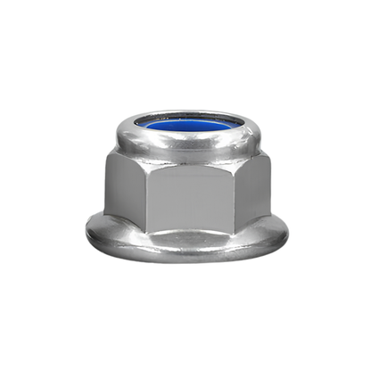 M6 Flanged Nyloc Nut Mild Steel with Nickel Plating (Dia: 6mm)
