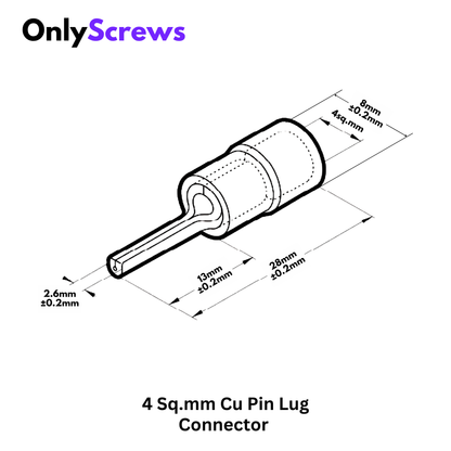 4 Sq.mm Insulated Copper Pin Crimp Terminal Lug Connector