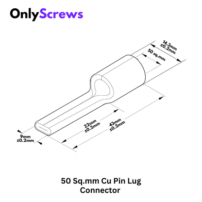 50 Sq.mm Copper Pin Crimp Terminal Lug Connector
