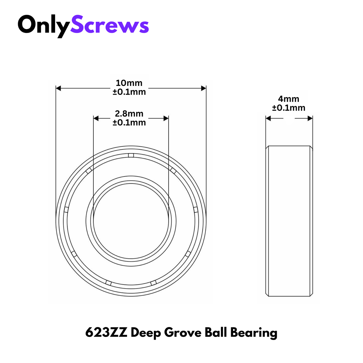 623 ZZ - Deep Groove Ball Bearing (ID:3mm OD:10mm T:4mm)