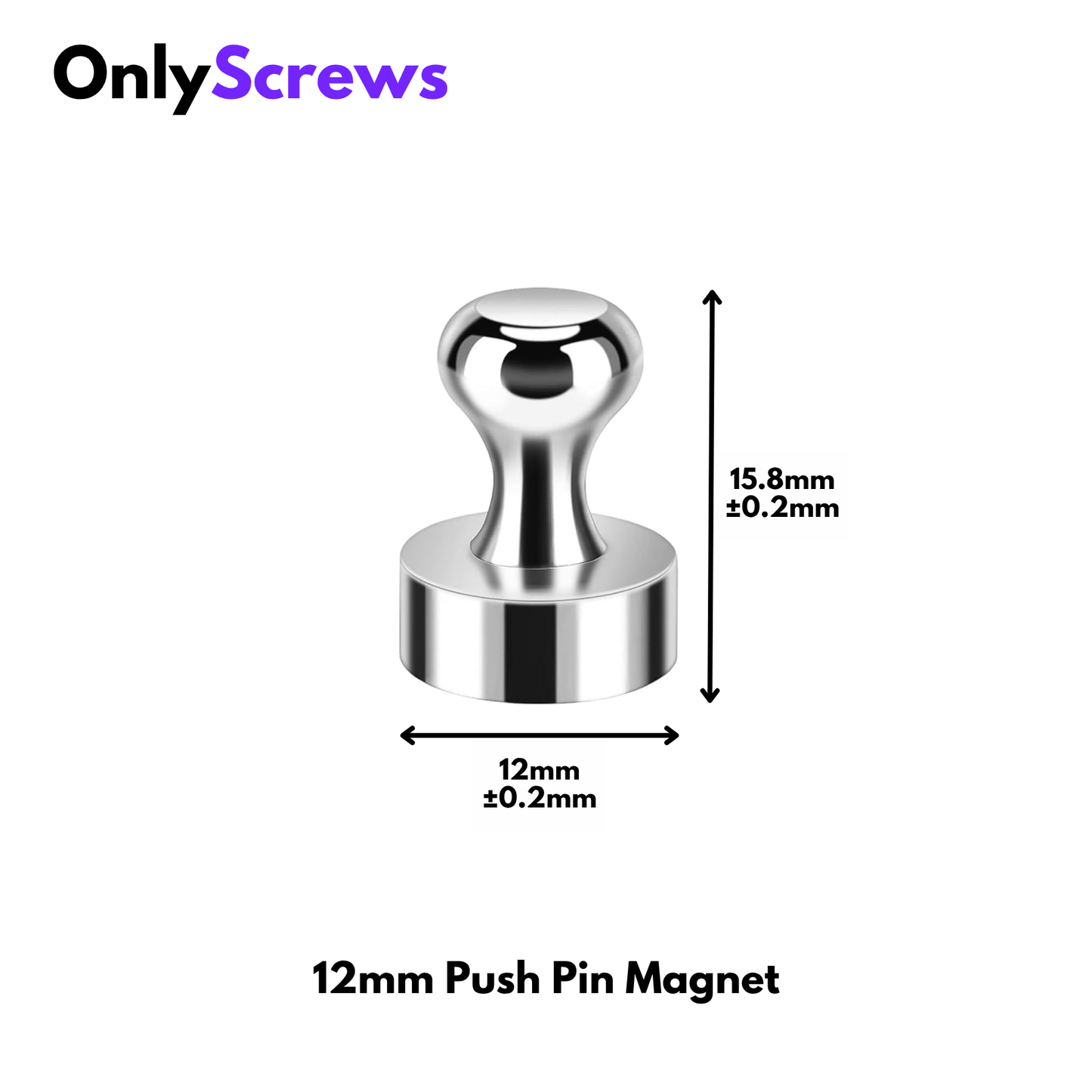 12mm X 16mm Neodymium N35 Push Pin Magnet N35 for Whiteboards, Office & Home