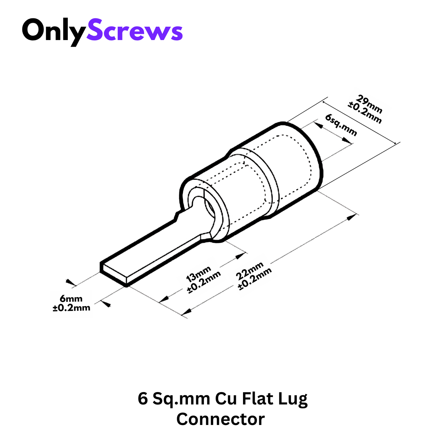 6 Sq.mm Insulated Copper Flat Crimp Terminal Lug Connector