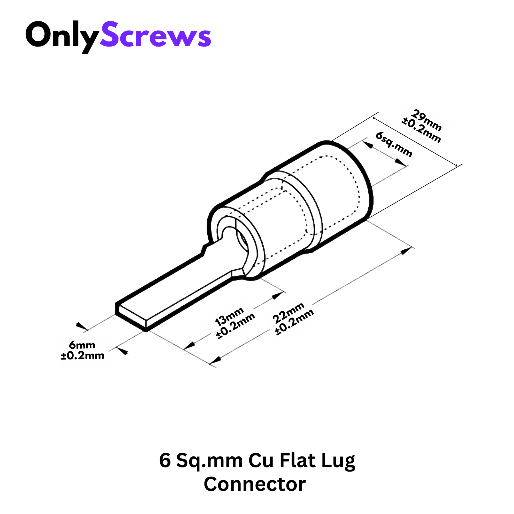 6 Sq.mm Insulated Copper Flat Crimp Terminal Lug Connector