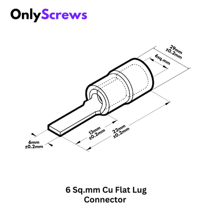 6 Sq.mm Insulated Copper Flat Crimp Terminal Lug Connector