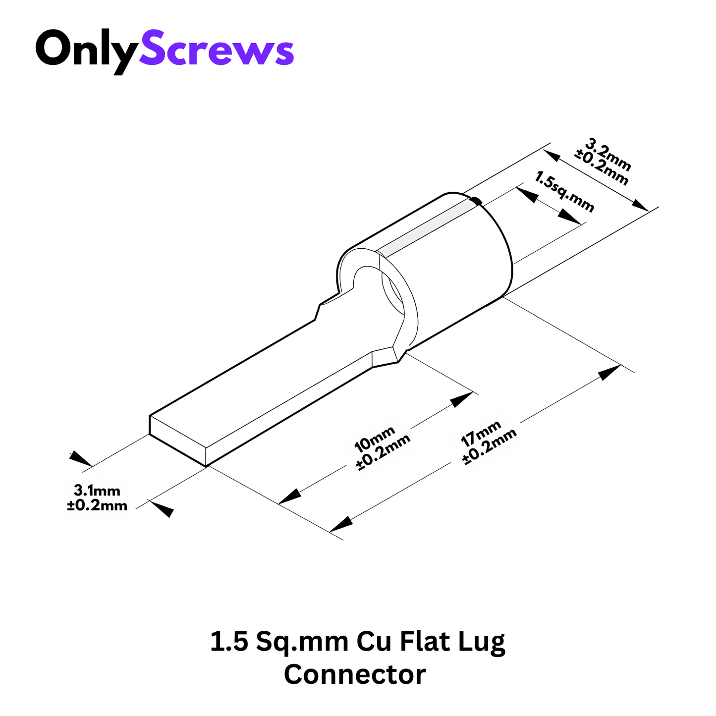 1.5 Sq.mm Copper Flat Crimp Terminal Lug Connector