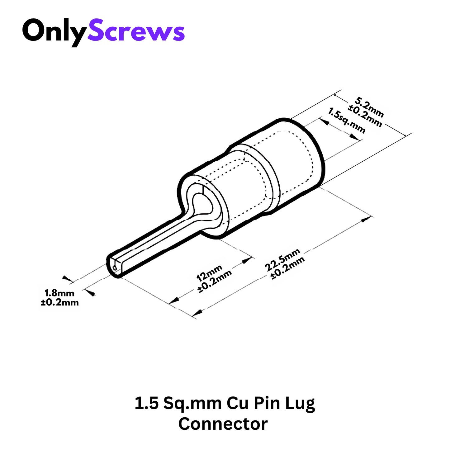 1.5 Sq.mm Insulated Copper Pin Crimp Terminal Lug Connector