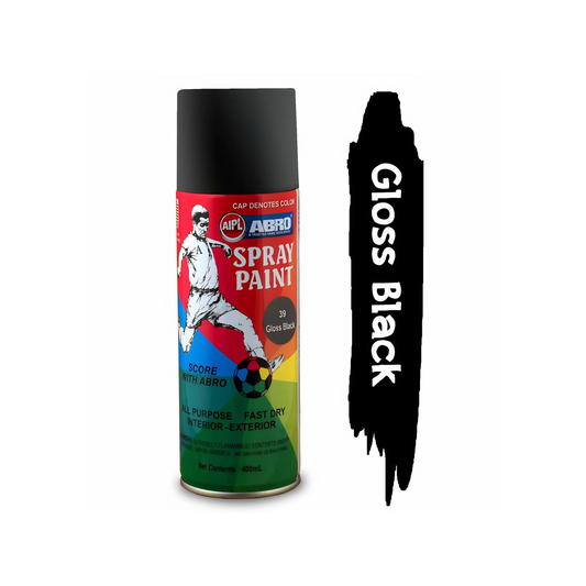 ABRO SP-39 Glossy Black Spray Paint 400ml – Fast Drying Multipurpose Aerosol Paint for Metal, Wood & Automotive Use