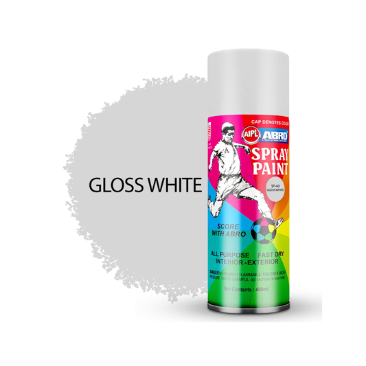 ABRO SP-40 Gloss White Spray Paint 400ml – Fast Drying Multipurpose Aerosol Paint for Metal, Wood & Automotive Use (Copy)