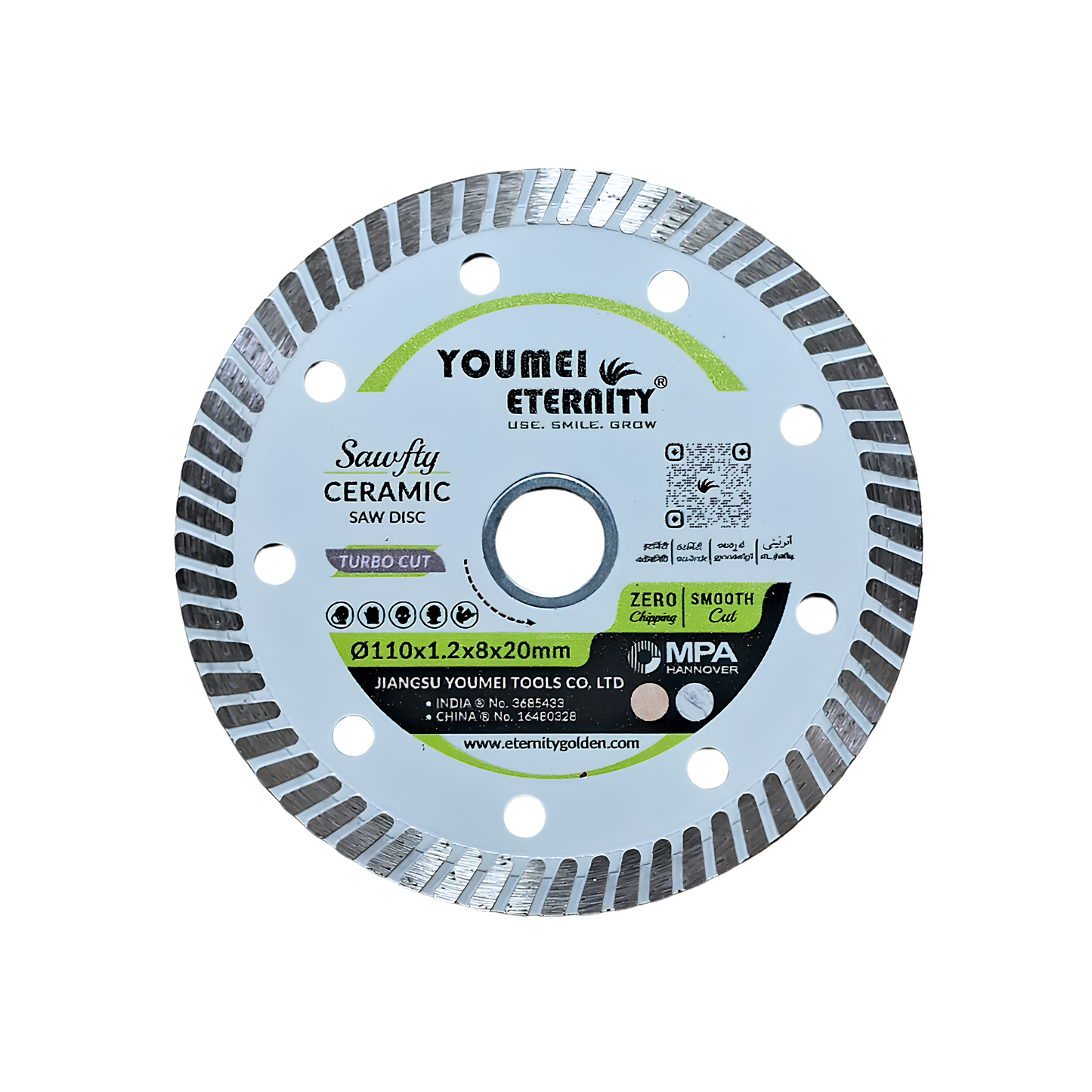 Eternity 4 Inch Ceramic Saw Disc Turbo Cut 110x1.2x20mm – For Soft Ceramic & Marble