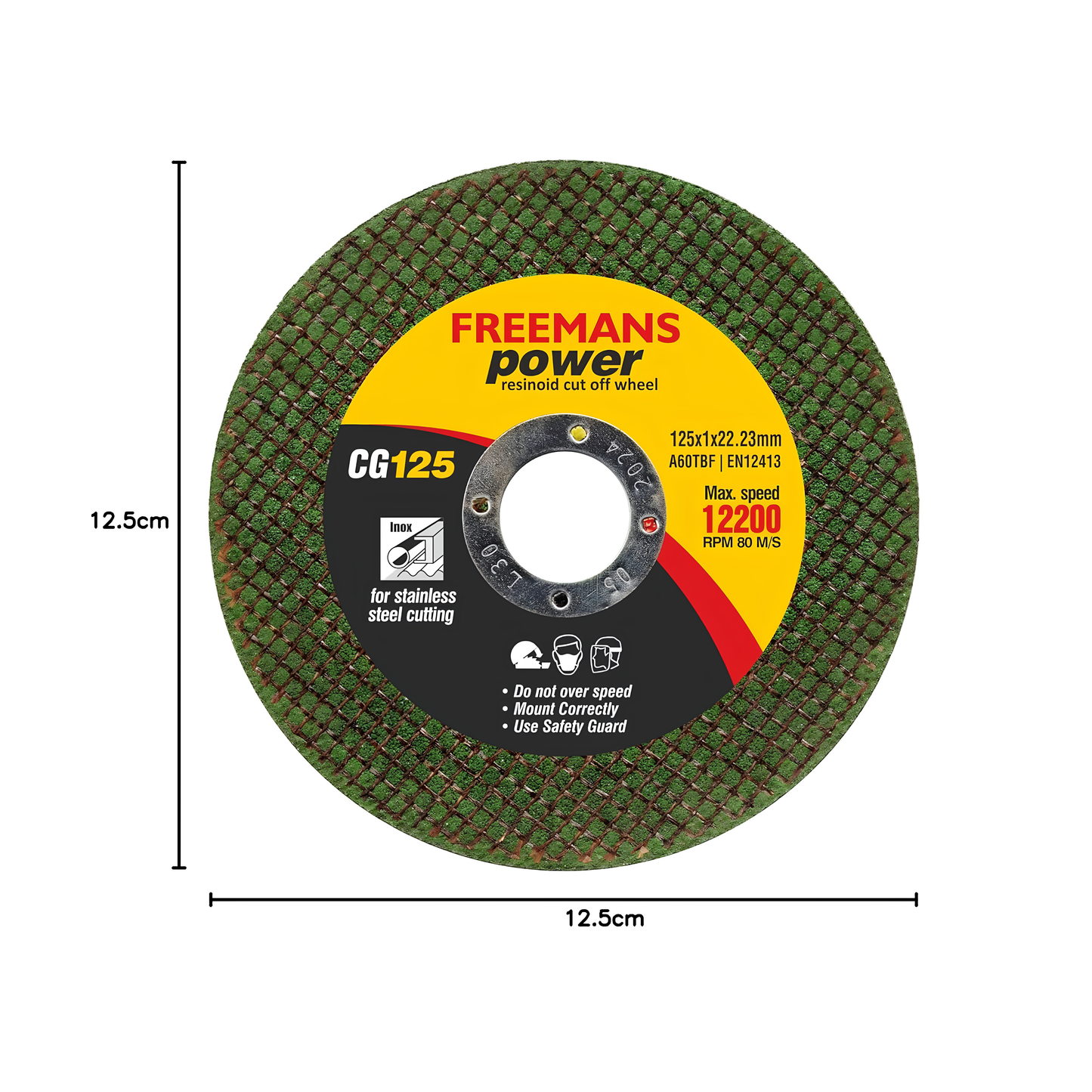 FREEMANS 5 Inch Double Net Cut Off Wheel Green – 125x1x22.23mm Metal Cutting Disc for Steel, Stainless Steel & Iron