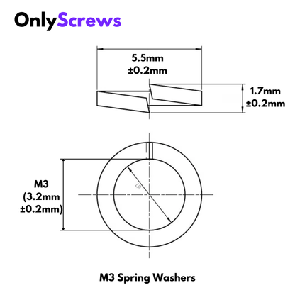 M3 Spring Washer SS304 (Dia. 3.2mm)