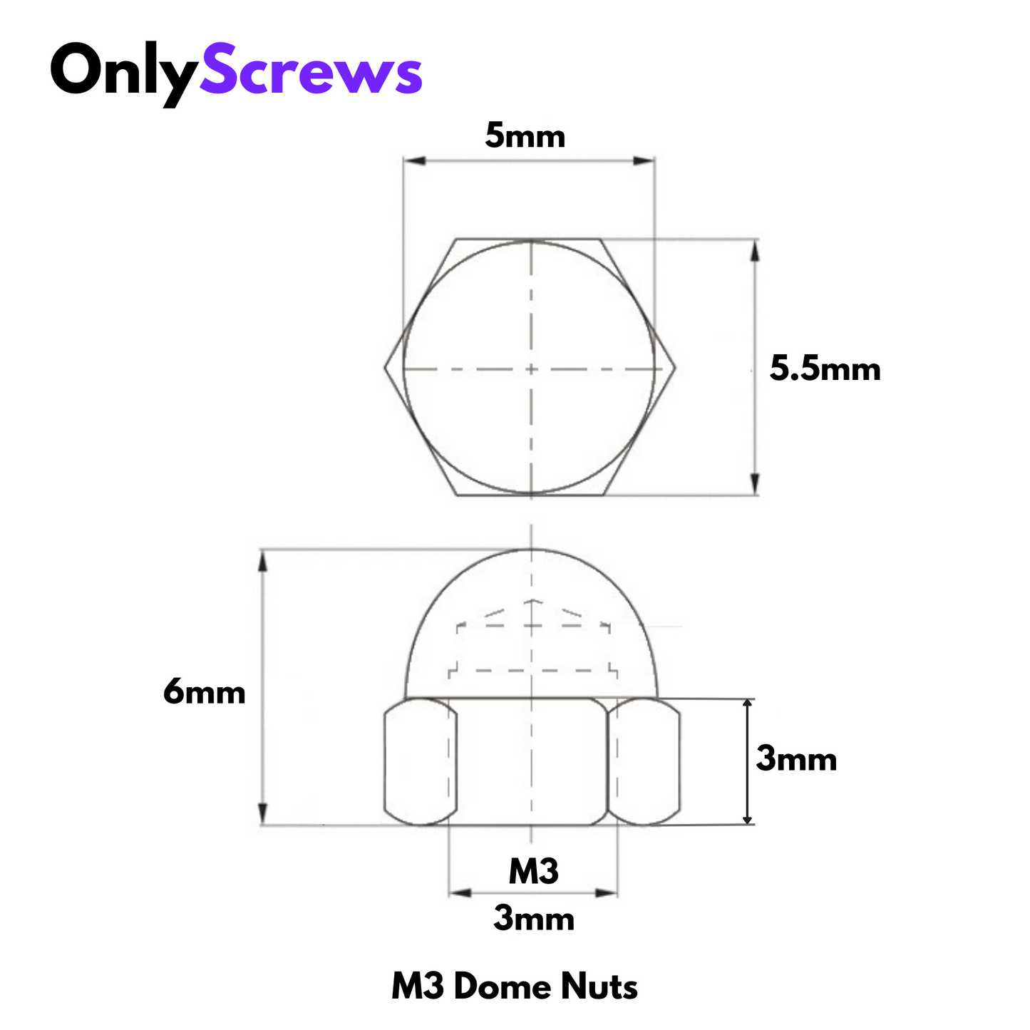 Dome Nuts M3