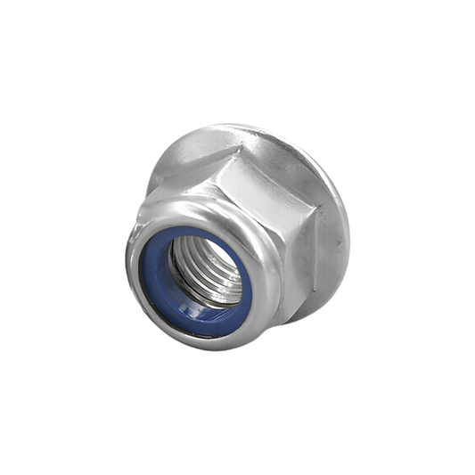 Flanged Nyloc Nut Mild Steel with Nickel Plating