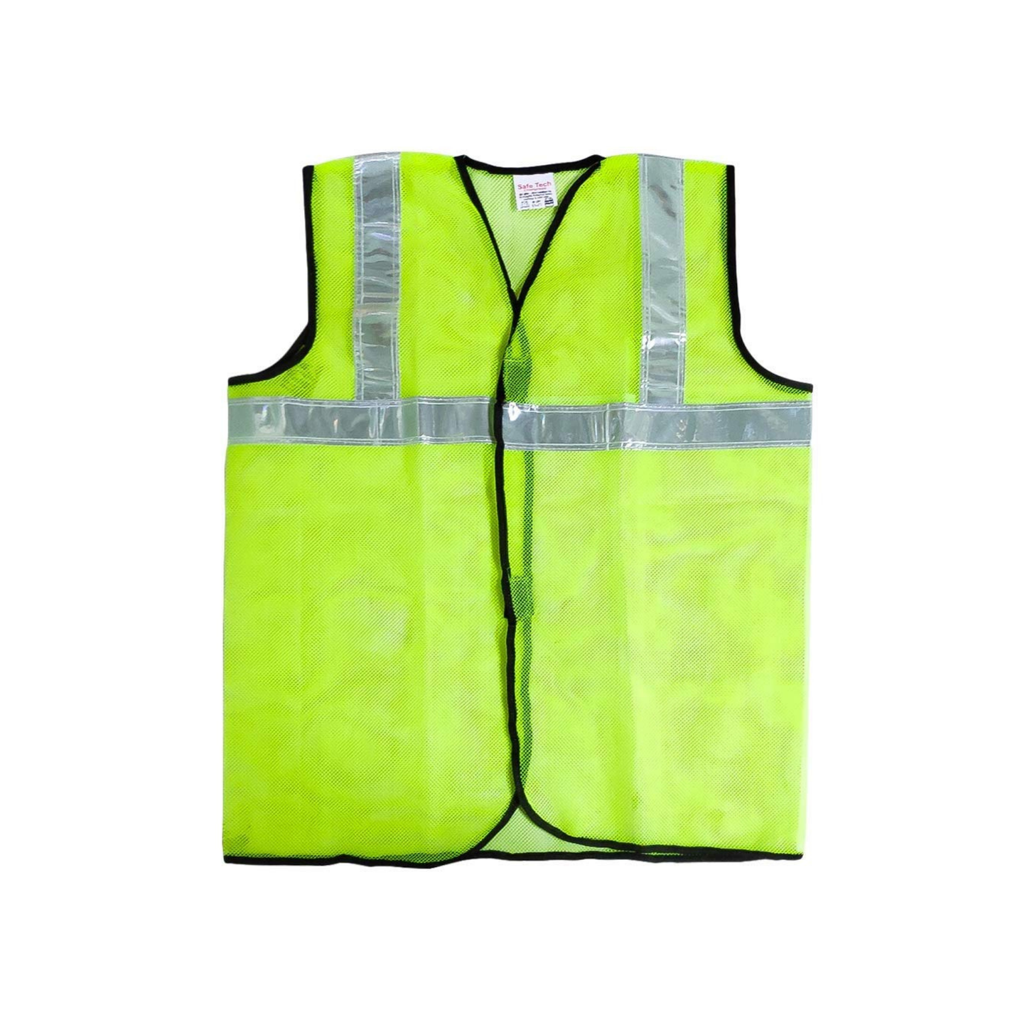 Hi Visibility Netted 2 inch Reflective Velcro fit Safety Jacket green