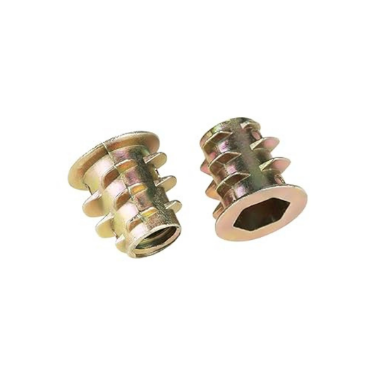 M4 X 10mm Wood Insert (D Nuts) Mild Steel with gold plating
