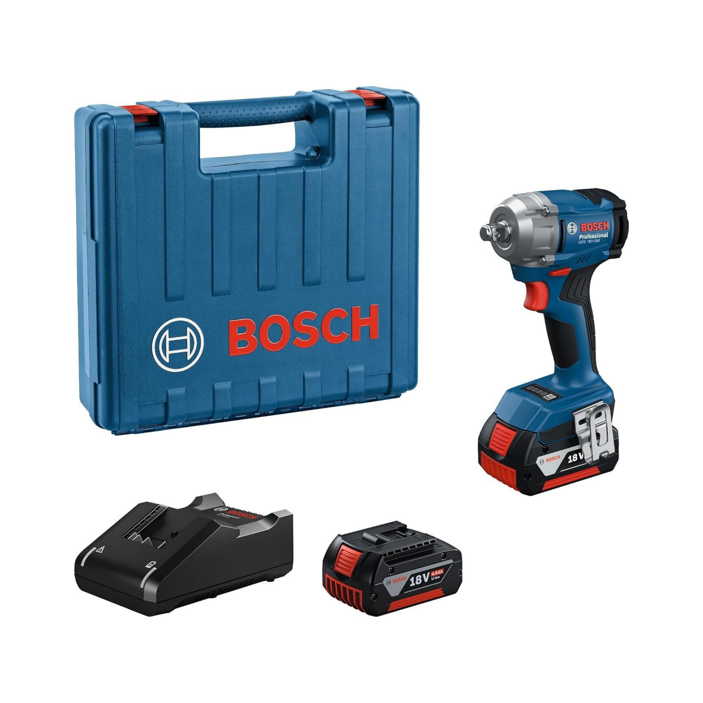 Bosch 1/2 inch 18V Professional Cordless Impact Wrench With Battery & Charger, Max Torque 350 Nm (GDS 18V-350)