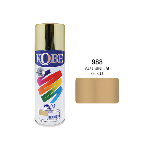 Kobe Aluminium Gold 988 Fast Drying Acrylic Lacquer Spray Paint 400 ml