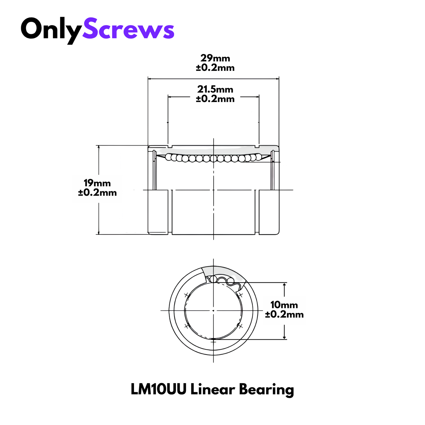 LM10UU Linear Motion Slider Bearing for 10mm Shaft