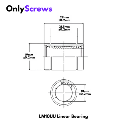 LM10UU Linear Motion Slider Bearing for 10mm Shaft