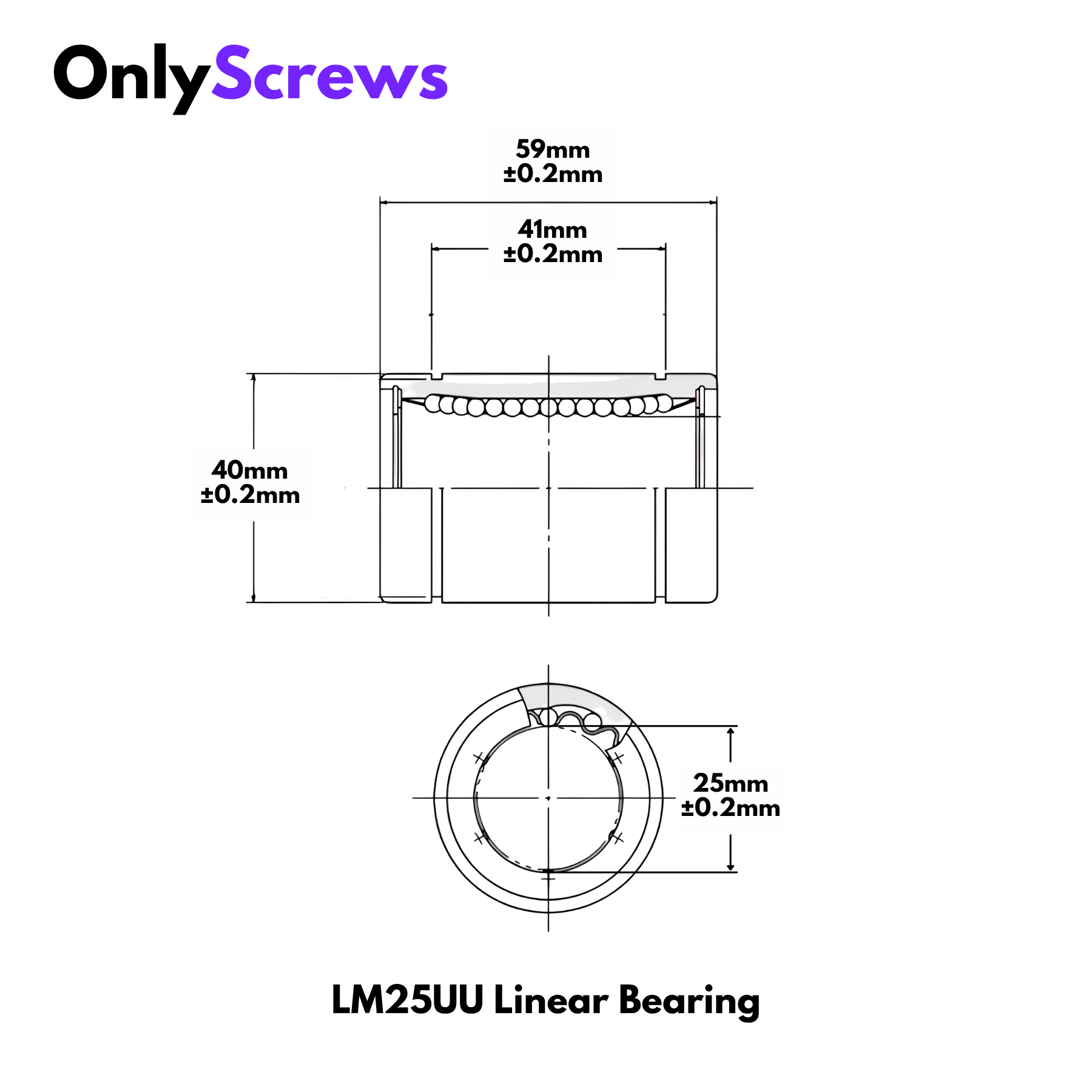 LM25UU Linear Motion Slider Bearing for 25mm Shaft