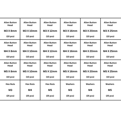 Hex(Allen) Button Head Assorted Screw Pack M3, M4 & M5 (SS304)