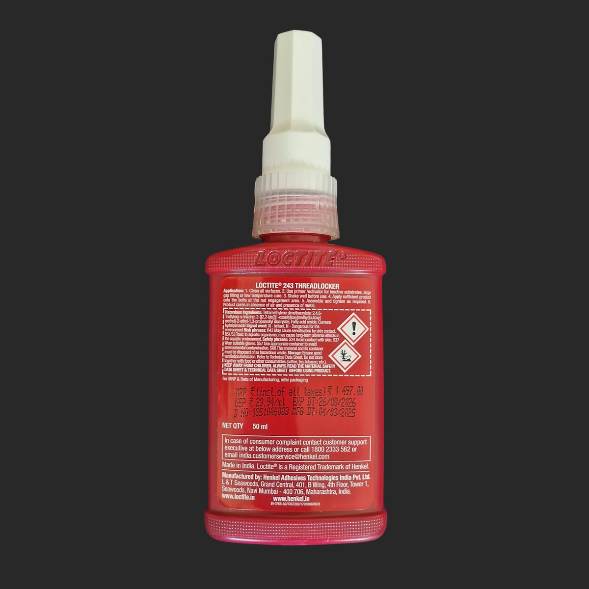 Loctite Thread Locking LOCTITE® 243 Medium Strength Thread locking Adhesive (50 ml) – OnlyScrews
