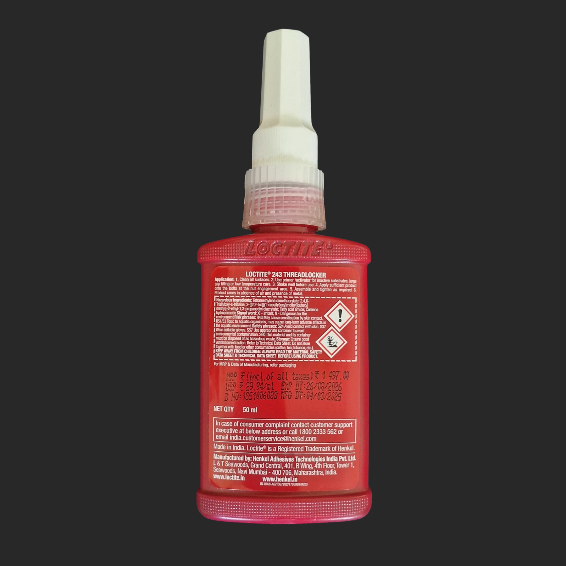 Loctite 243 Medium Strength Threadlocking Adhesive (50 ml)
