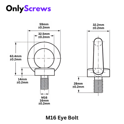 M16 Eye Bolt Mild Steel