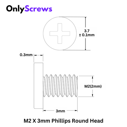 M2 X 3mm Phillips Round head Laptop Screw