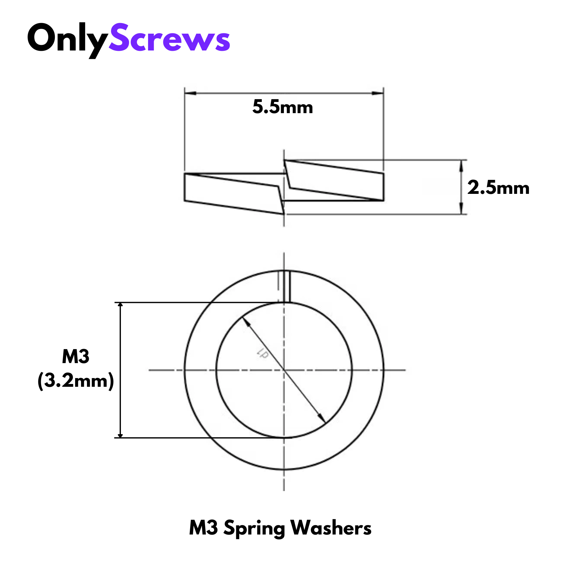 M3 Spring Washer SS304 (Dia. 3.2mm) – OnlyScrews