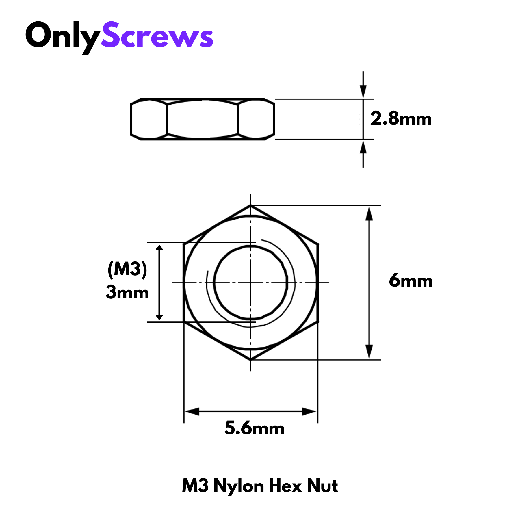 M3 Nylon Hex Nut SS304