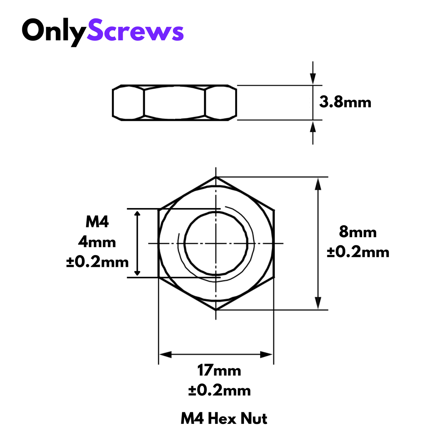 M4 Nylon Hex Nut (Dia. 4mm)