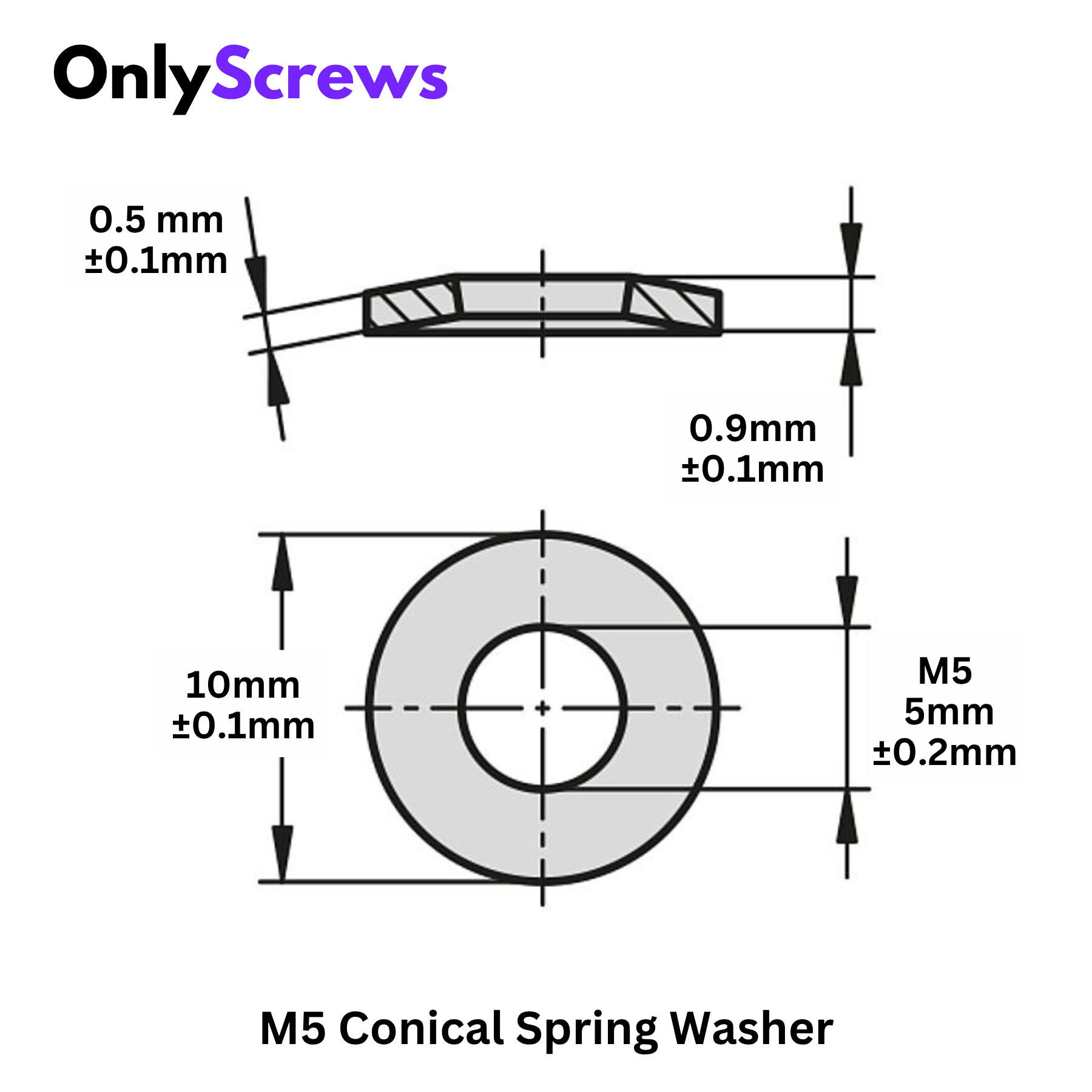 M5 Conical Spring Washer Spring Steel(ID: 5.2mm OD: 10mm)
