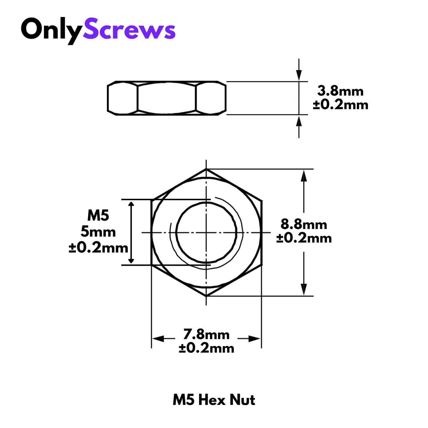 M5 Hex Nut Brass (Dia. 5mm)