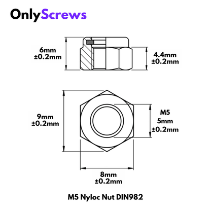 M5 Nyloc Nuts Mild Steel with Zinc Plating (Dia. 5mm)