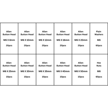 M6 Allen Button Head SS304 Assorted Box