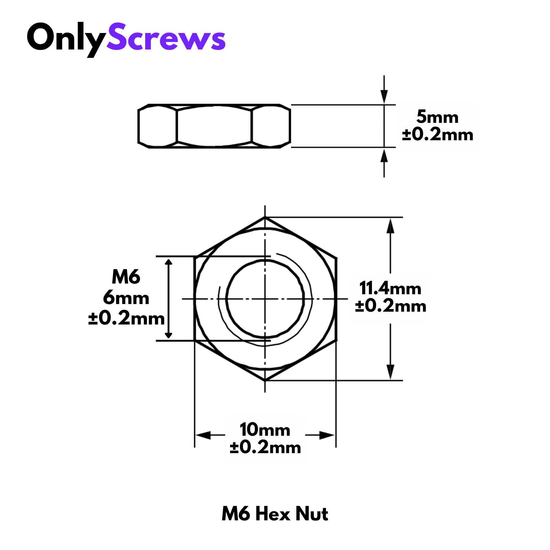 M6 Hex Nut Brass (Dia. 6mm)