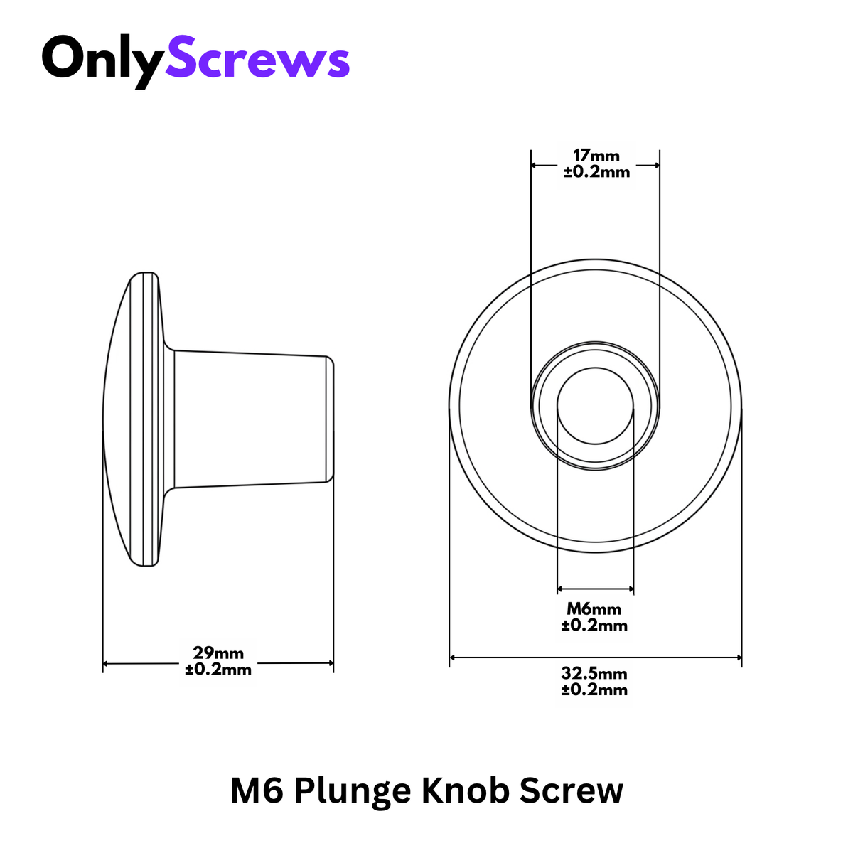 M6 Plunge Knob Plastic Screw