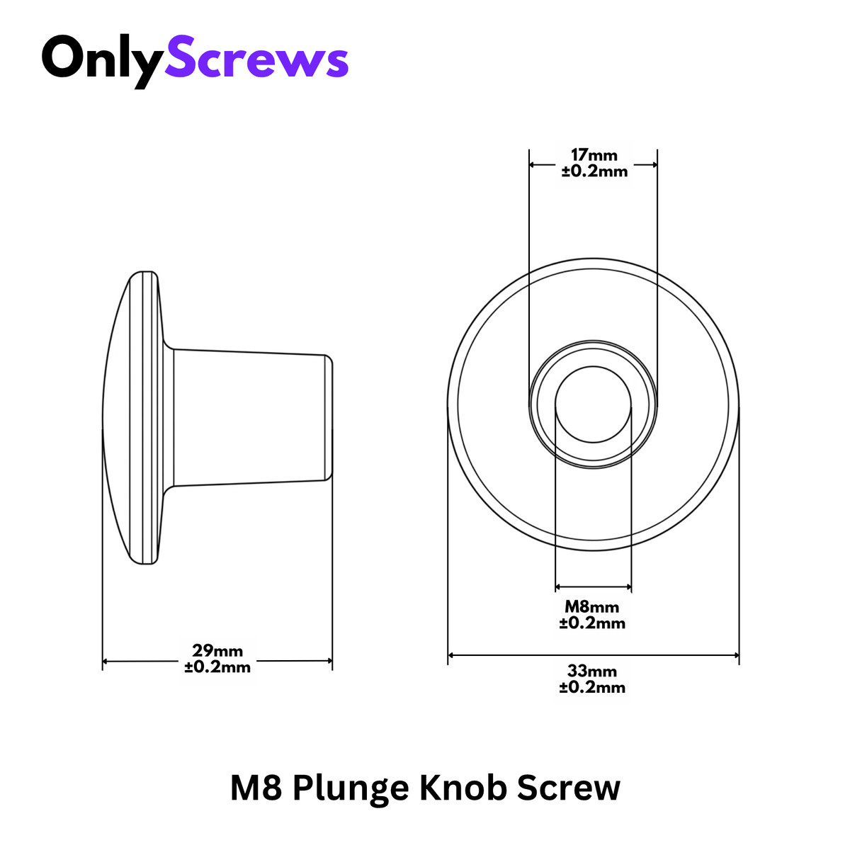 M8 Plunge Knob Plastic Screw