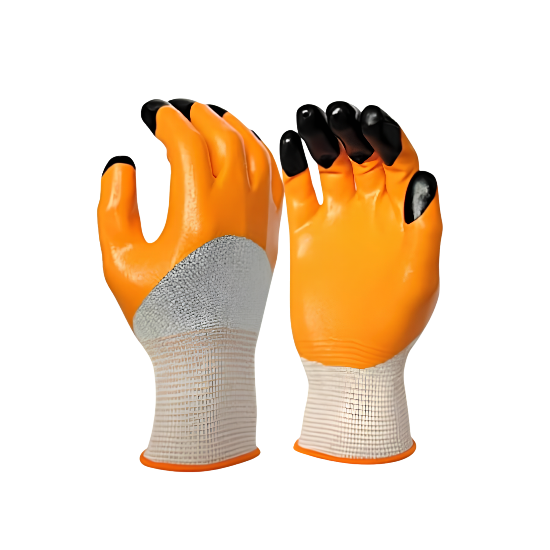 Nitrile coated Orange and Black Industrial Safety Gloves
