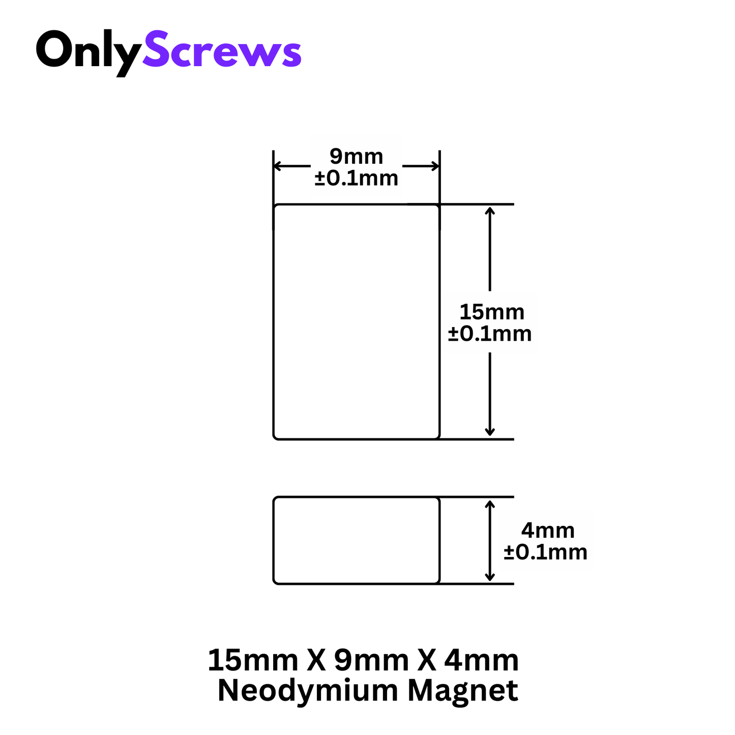 15mm X 9mm X 4mm Neodymium Bar Magnet N35 (Length: 15mm, Breadth: 9mm, Thickness: 4mm)