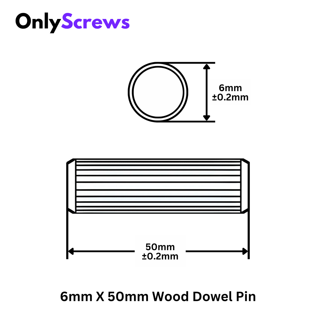 6mm X 50mm Wood Dowel Pin (Dia:6mm Length:50mm)