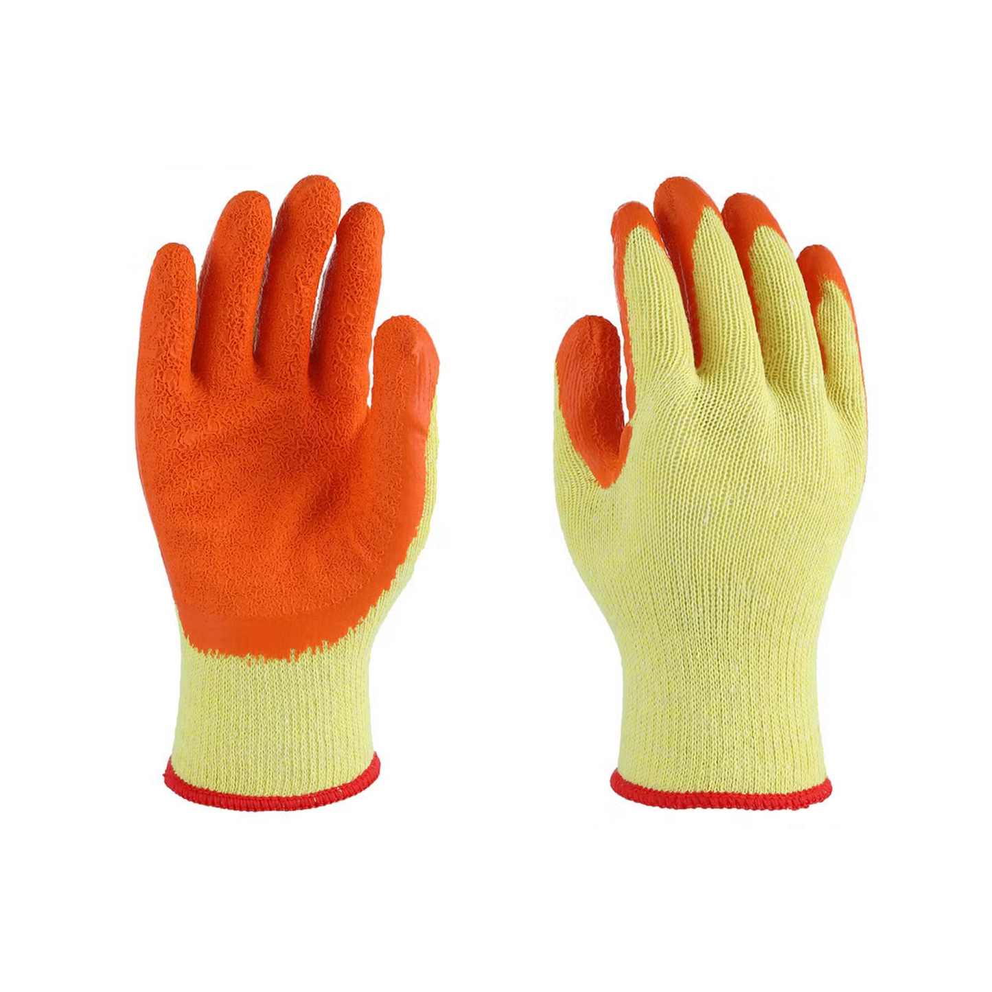 PU coated Cut Resistant Orange and Yellow Latex Industrial Safety Gloves