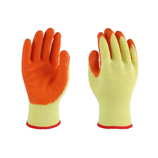 PU coated Cut Resistant Orange and Yellow Latex Industrial Safety Gloves