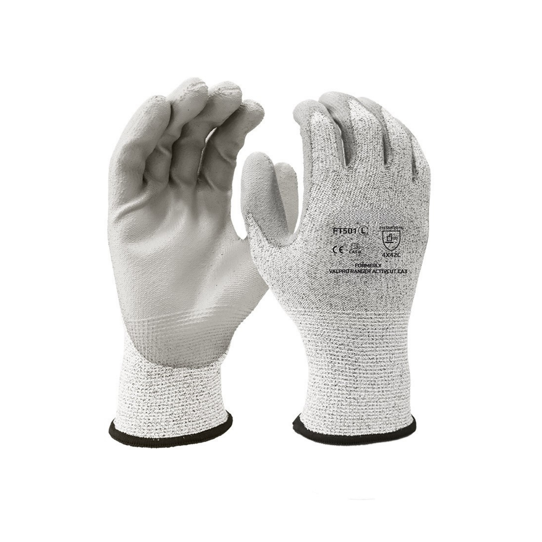 PU coated Cut and Abrasion Resistant Grey Latex Industrial Safety Gloves