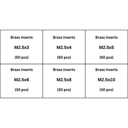 M2.5 Brass Inserts Assorted Pack