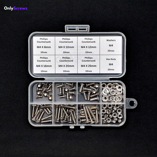 M4 Phillips Countersunk SS304 assorted box