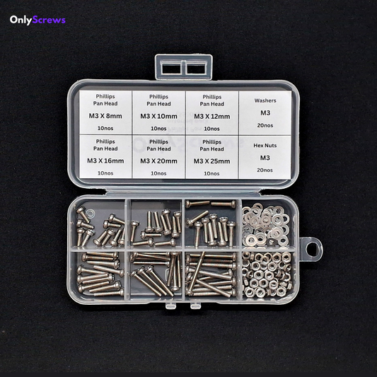 M3 Phillips Pan Head SS304 assorted box