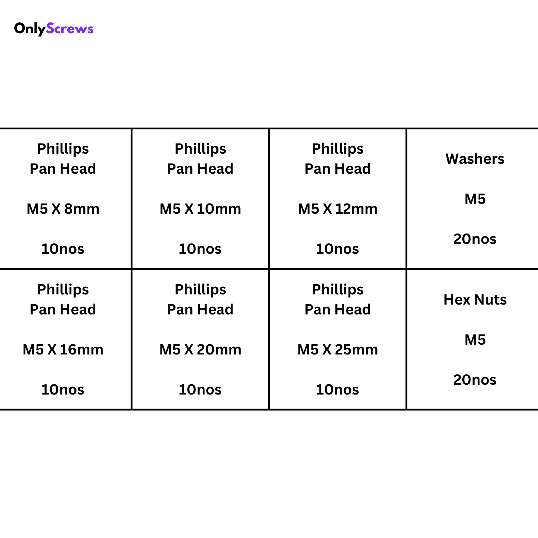 M5 Phillips Pan Head SS304 assorted box